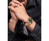 Guess Asset Quartz Green Dial Gold Steel Strap Watch For Men - GW0575G2 Buy Now By Guess