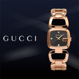 Gucci G Ladies Diamonds Black Dial Rose Gold Steel Strap Watch For Women - YA125512 Buy Now By Gucci