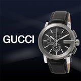 Gucci G Chrono Black Dial Black Leather Strap Watch For Men - YA101205 Buy Now By Gucci