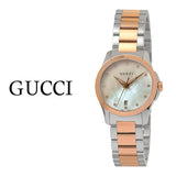 Gucci G Timeless Diamonds Mother of Pearl Dial Two Tone Steel Strap Watch For Women - YA126544 Buy Now By Gucci