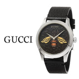Gucci G Timeless Bee Black Dial Black Leather Strap Watch For Women - YA1264067 Buy Now By Gucci