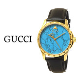 Gucci G Timeless Turquoise Blue Dial Black Leather Strap Watch For Men - YA126462 Buy Now By Gucci