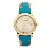 Burberry The City Gold Dial Blue Leather Strap Watch for Women - BU9018 Buy Now By Burberry