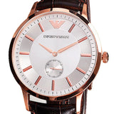 Emporio Armani Classic Analog Silver Dial Brown Leather Strap Watch For Men - AR9101 Buy Now By Emporio Armani