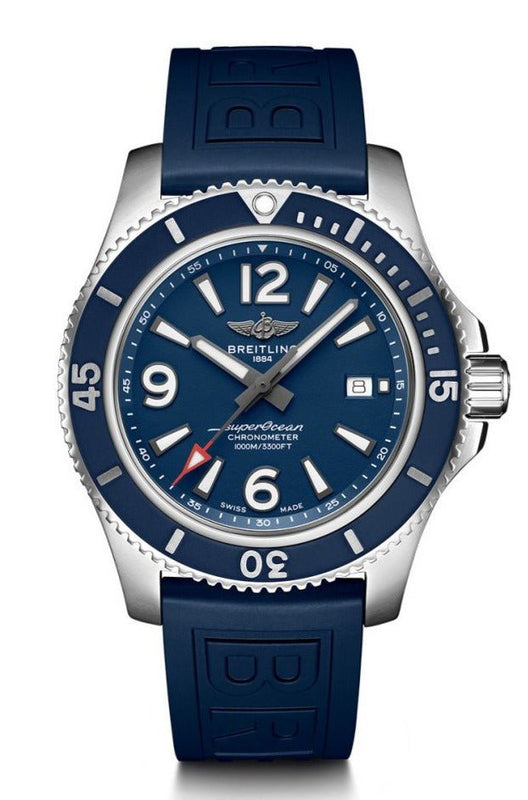 Breitling Superocean 44mm Automatic Blue Dial Blue Rubber Strap Watch for Men - A17367D81C1S2 Buy Now By Breitling