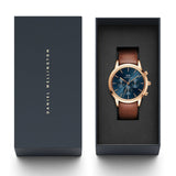 Daniel Wellington Iconic Chronograph Blue Dial Brown Leather Strap Watch For Men - DW00100639 Buy Now By Daniel Wellington