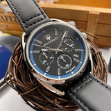 Maserati Trimarano Chronograph Black Dial Black Leather Strap Watch For Men - R8871632001 Buy Now By Maserati