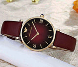 Emporio Armani Gianni T Bar Burgundy Dial Burgundy Leather Strap Watch For Women - AR1757 Buy Now By Emporio Armani