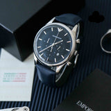 Emporio Armani Lambda Chronograph Blue Dial Blue Leather Strap Watch For Men - AR11018 Buy Now By Emporio Armani