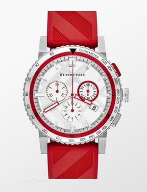Burberry City Sport Chronograph White Dial Red Rubber Strap Watch For Men - BU9809 Buy Now By Burberry