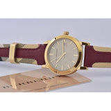 Burberry Heritage Nova Gold Dial Haymarket Red Leather Strap Watch for Women - BU9111 Buy Now By Burberry