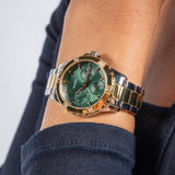 Guess Mist Analog Green Dial Two Tone Steel Strap Watch For Women - GW0723L1 Buy Now By Guess