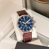 IWC Pilot’s Watch Chronograph Edition “Le Petit Prince” Blue Dial Brown Leather Strap Watch for Men - IW377714 Buy Now By IWC