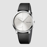 Calvin Klein Minimal Silver Dial Black Leather Strap Watch for Men - K3M211CY Buy Now By Calvin Klein