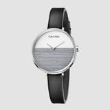 Calvin Klein Rise White Grey Dial Black Leather Strap Watch for Women - K7A231C3 Buy Now By Calvin Klein