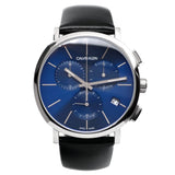 Calvin Klein Chronograph Blue Dial Black Leather Strap Watch for Men - K8Q371CN Buy Now By Calvin Klein