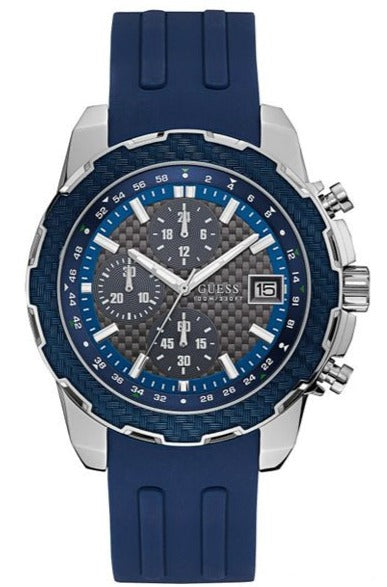 Guess Octane Chronograph Black Dial Blue Rubber Strap Watch For Men - W1047G2 Buy Now By Guess