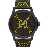 Gucci G Timeless Ghost Black Dial Black Leather Strap Watch For Men - YA1264019 Buy Now By Gucci