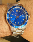 Movado Series 800 Blue Dial Silver Steel Strap Watch for Men - 2600151 Buy Now By Movado