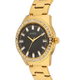 Guess Sparkler Diamonds Black Dial Gold Steel Strap Watch for Women - GW0111L2 Buy Now By Guess