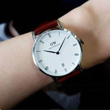 Daniel Wellington Dapper Bristol White Dial Brown Leather Strap Watch For Women - DW00100098 Buy Now By Daniel Wellington