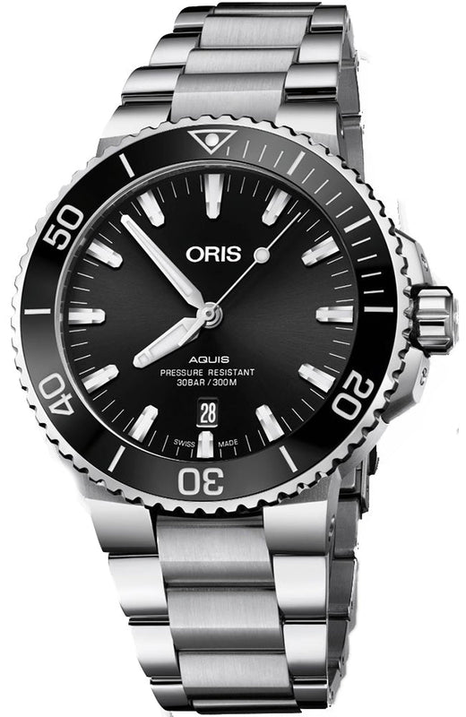 Oris Aquis Date Black Dial Silver Steel Strap Watch for Men - 0173377304134-0782405PEB Buy Now By Oris