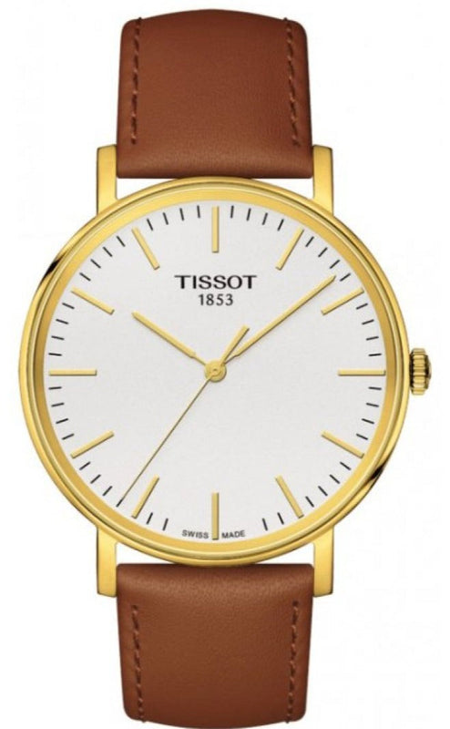 Tissot T Classic Everytime White Dial Brown Leather Strap Watch For Men - T109.410.36.031.00 Buy Now By Tissot