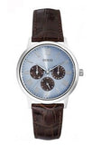 Guess Wafer Analog Blue Dial Brown Leather Strap Watch For Men - W0496G2 Buy Now By Guess