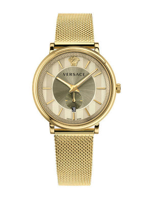 Versace V Circle Quartz Gold Dial Gold Mesh Bracelet Watch For Men - VBQ070017 Buy Now By Versace