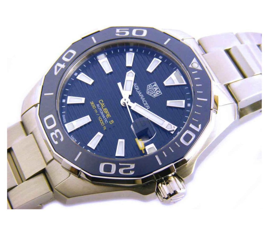 Tag Heuer Aquaracer Calibre 5 Blue Dial Silver Steel Strap Watch for Men - WAY201B.BA0927 Buy Now By Tag Heuer