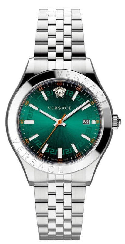 Versace Hellenyium Quartz Green Dial Silver Steel Strap Watch For Men - VEVK01021 Buy Now By Versace
