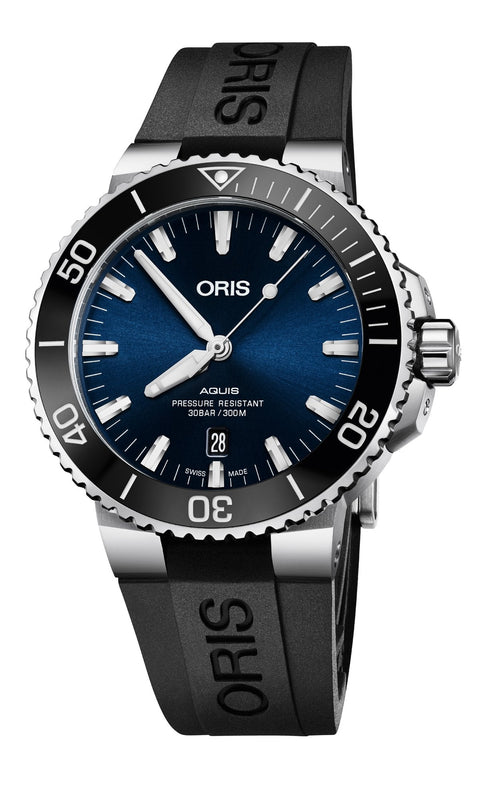 Oris Aquis Date Blue Dial Black Rubber Strap Watch for Men - 0173377304152-0742464EB Buy Now By Oris