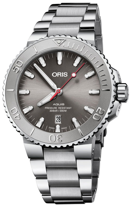 Oris Aquis Date Relief Grey Dial Silver Steel Strap Watch for Men - 0173377304153-0782405PEB Buy Now By Oris