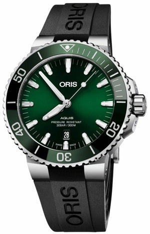 Oris Aquis Date Green Dial Black Rubber Strap Watch for Men - 0173377304157-0742464EB Buy Now By Oris