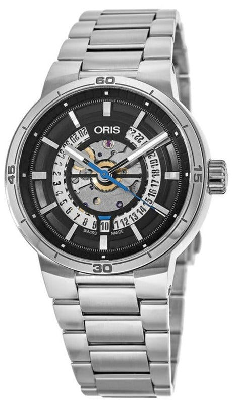 Oris TT1 Engine Date Skeleton Black Dial Silver Steel Strap Watch for Men - 0173377524124-0782408 Buy Now By Oris