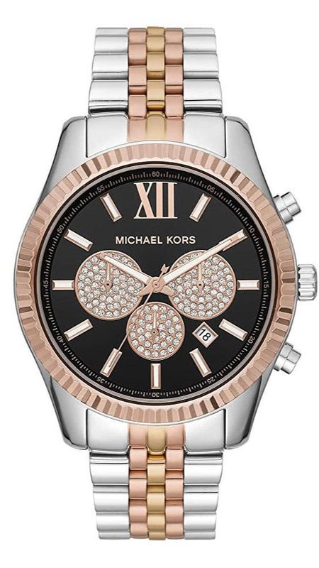 Michael Kors Lexington Chronograph Crystals Black Dial Two Tone Steel Strap Watch for Men - MK8714 Buy Now By Michael Kors