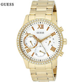 Guess Solar Chronograph Diamonds White Dial Gold Steel Strap Watch for Women - W1069L2 Buy Now By Guess