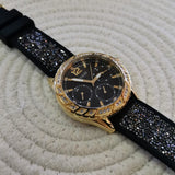 Guess Swirl Quartz Black Dial Black Silicone Strap Watch for Women - W1096L3 Buy Now By Guess