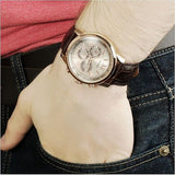 Guess Horizon Quartz Champagne Dial Brown Leather Strap Watch For Women - W0380G4 Buy Now By Guess