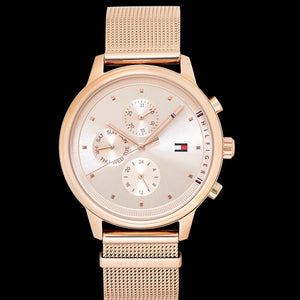 Tommy Hilfiger Blake Chronograph Rose Gold Dial Rose Gold Mesh Bracelet Watch For Women - 1781907 Buy Now By Tommy Hilfiger