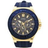 Guess Force Blue & Rose Gold Dial Blue Silicone Strap Watch For Men - W0674G2 Buy Now By Guess