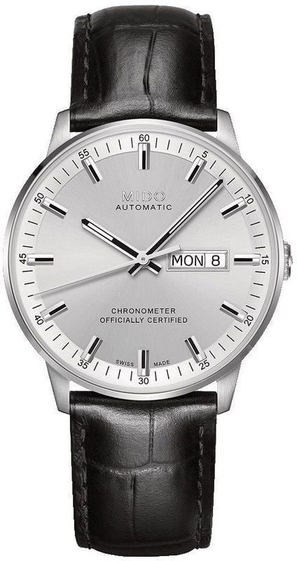 Mido Comander II Automatic Chronometer Silver Dial Black Leather Strap Watch For Men - M021.431.16.031.00 Buy Now By Mido