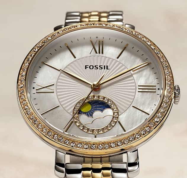Fossil Jacqueline Analog Moonphase Mother of Pearl White Dial Two Tone Steel Strap Watch for Women - ES5166 Buy Now By Fossil