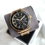 Michael Kors Cunningham Multifunction Black Dial Gold Steel Strap Watch For Men - MK7154 Buy Now By Michael Kors