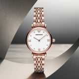 Emporio Armani Gianni T-Bar Quartz White Dial Rose Gold Steel Strap Watch For Women - AR11267 Buy Now By Emporio Armani