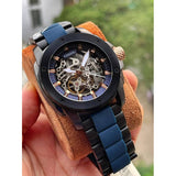 Fossil Modern Machine Automatic Skeleton Blue Dial Two Tone Steel Strap Watch for Men - ME3133 Buy Now By Fossil