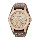 Fossil Nate Chronograph Gold Dial Brown Leather Strap Watch for Men - JR1495 Buy Now By Fossil