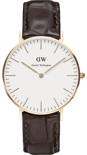 Daniel Wellington Classic York White Dial Brown Leather Strap Watch For Women - DW00100038 Buy Now By Daniel Wellington