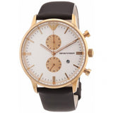 Emporio Armani Gianni Classic Chronograph White Dial Brown Leather Strap Watch For Men - AR0398 Buy Now By Emporio Armani