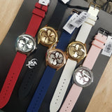 Guess G-Twist Gold Dial White Rubber Strap Watch for Women - W0911L7 Buy Now By Guess